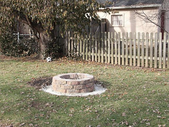 Fire pit in shared backyard