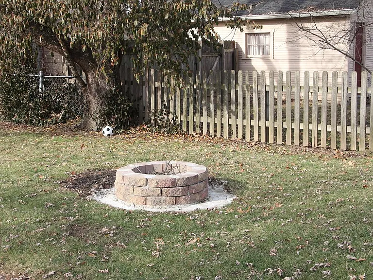 Fire pit in shared backyard