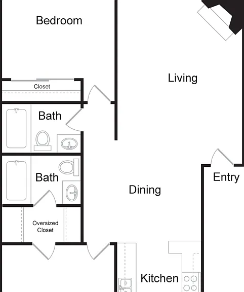 Two Bedroom, Two Bathroom (1021 sq ft) Two Bedroom, Two Bathroom (1021 sq ft)
