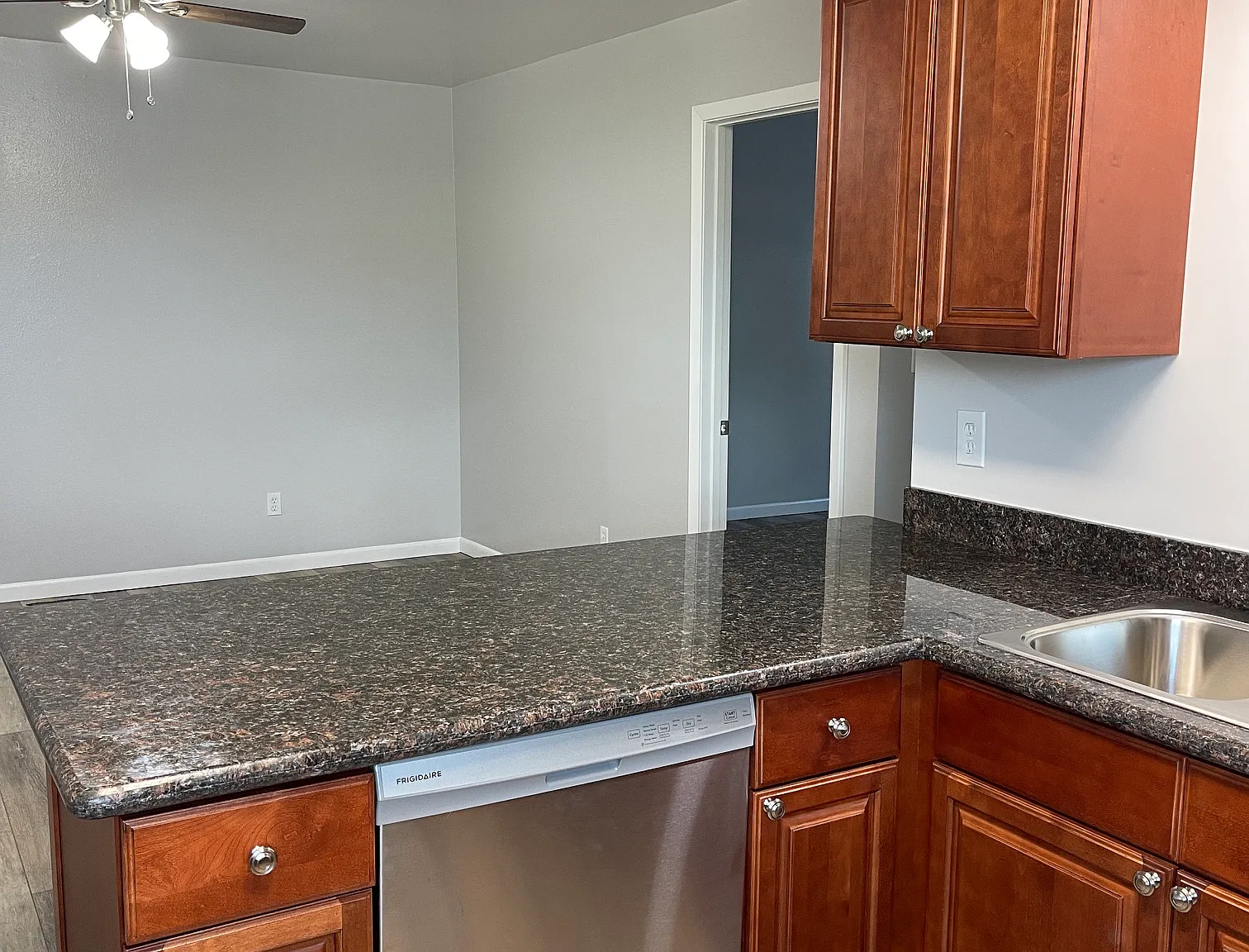 kitchen looking at den and 1st bedroom