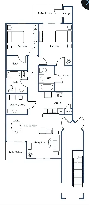 Floor plan 2 Bed 2 Bath