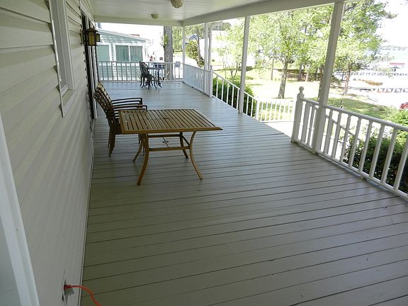 Covered porch facing river
