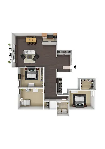 Floor plan 3-Bedroom Standard Furnished
