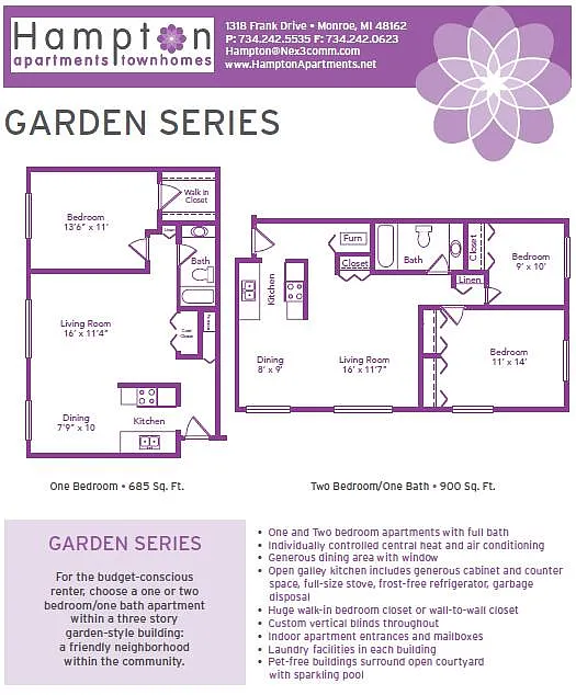 Floor plan Garden Series 1 Bed