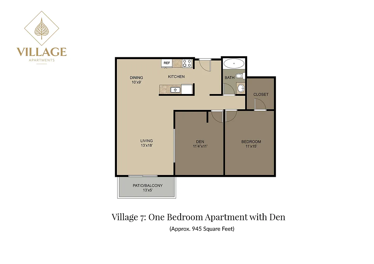 Floor plan One Bedroom w/ Den 7-01