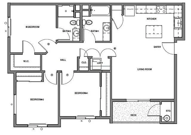 Floor plan 3 Bedroom 2 Bath