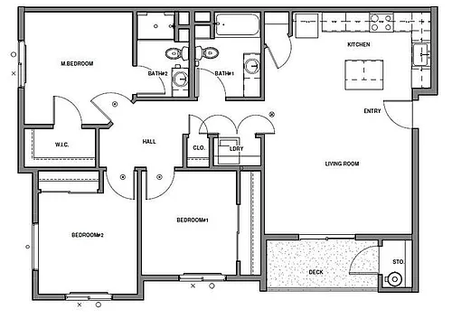 Floor plan 3 Bedroom 2 Bath