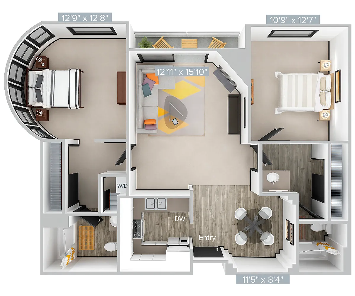Floor plan T_2B2B_906SF_221-Standard