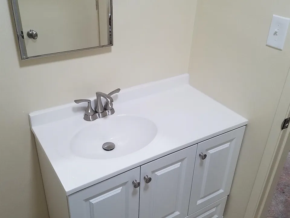 New vanity & tile floor