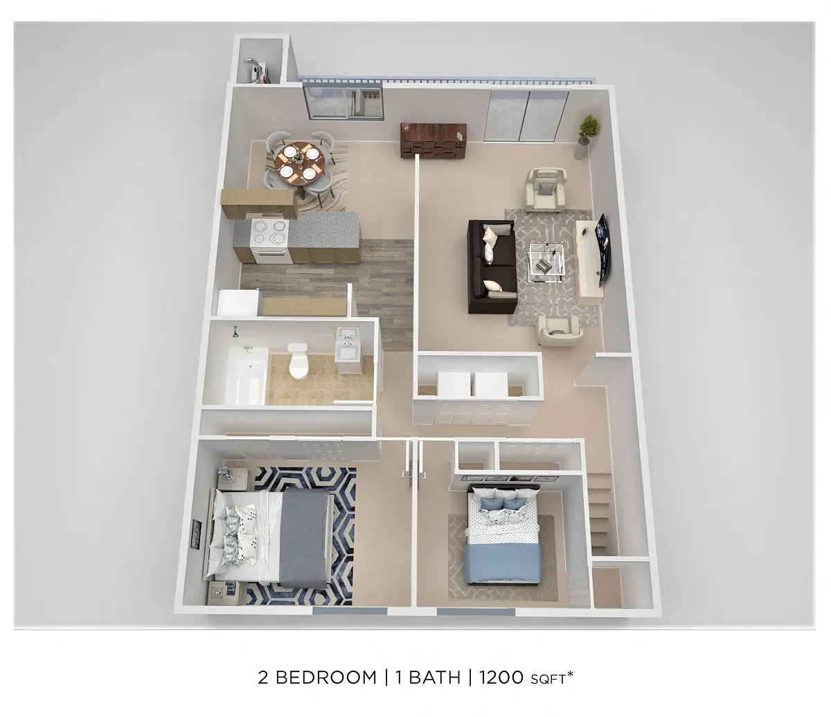 Floor plan Two Bedroom- 1,200 sqft