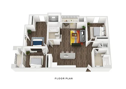 Floor plan Three Bedroom Two Bath Alt