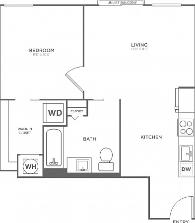 One Bedroom One Bath (595 SF) One Bedroom One Bath (595 SF)