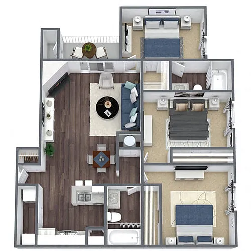 Floor plan C1: 3 Bed 2 Bath