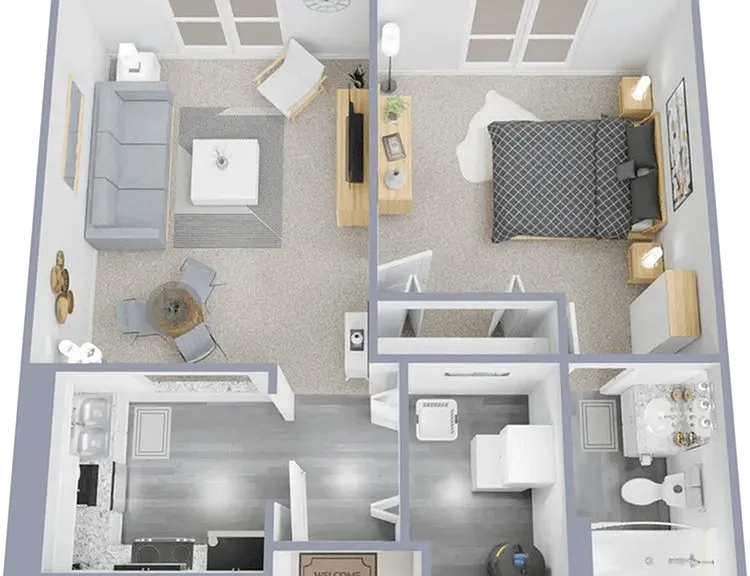 One bedroom, one bath, 625 square foot floor plan One bedroom, one bath, 625 square foot floor plan