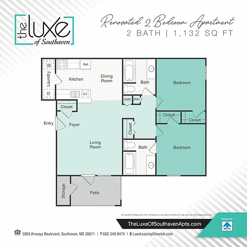 Floor plan 2 bedroom Renovated-1132