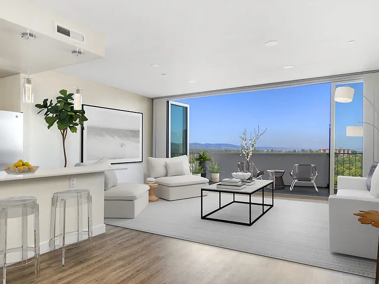 Living Room with Hard Surface Flooring and Balcony