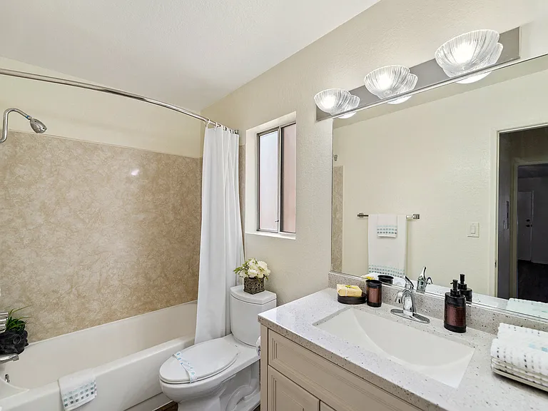 Upgraded bathroom at the Enclave Apartments in Studio City, CA