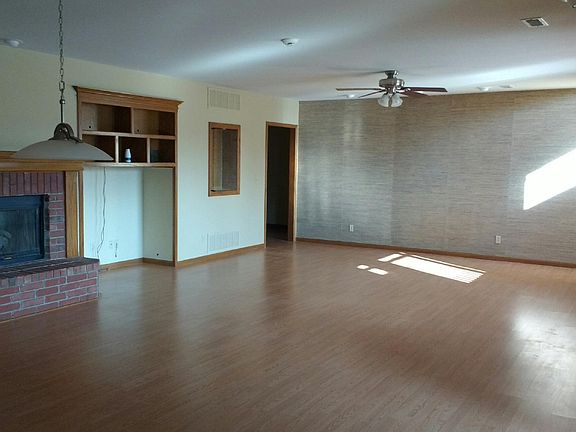 Downstairs family room with gas fireplace