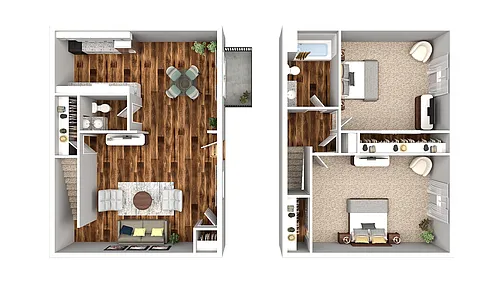 Floor plan 2 Bedroom 1.5 Bath