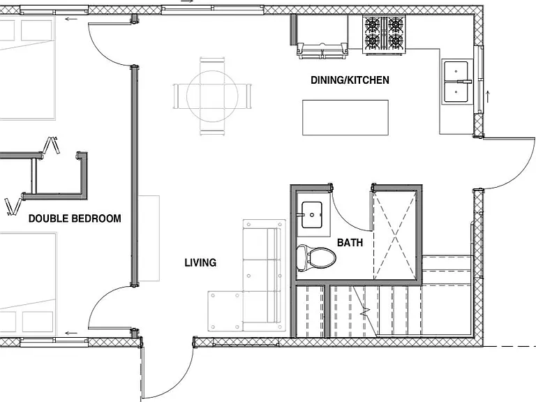 Double bedroom can also be two smaller single rooms