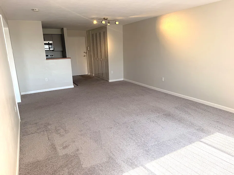 Living/dining space. New carpeting