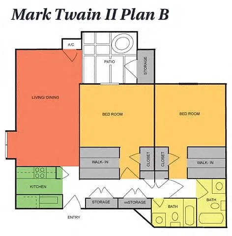 Floor plan 2 Bedrooms, 2 Baths