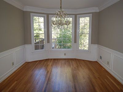 Elegant dining room with beautiful bay window views