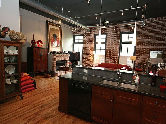 View from kitchen to great room