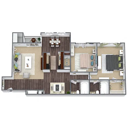 Floor plan B2: 2 Bed 2 Bath