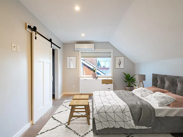 Bedroom 1. This image shows a virtually furnished space. Bedrooms come unfurnished.