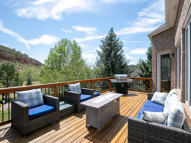 Deck is accessible off family room and master bedroom.