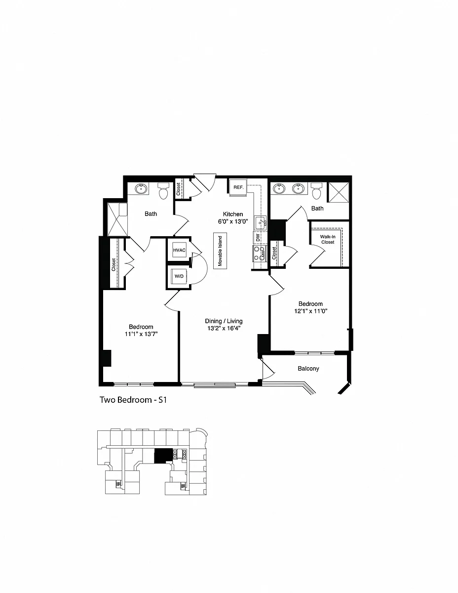 Floor plan TWO BEDROOMS S1