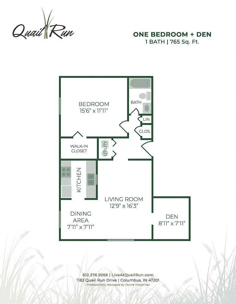 Floor plan 1 Bedroom with Den