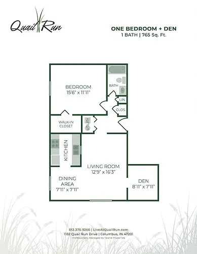 Floor plan 1 Bedroom with Den