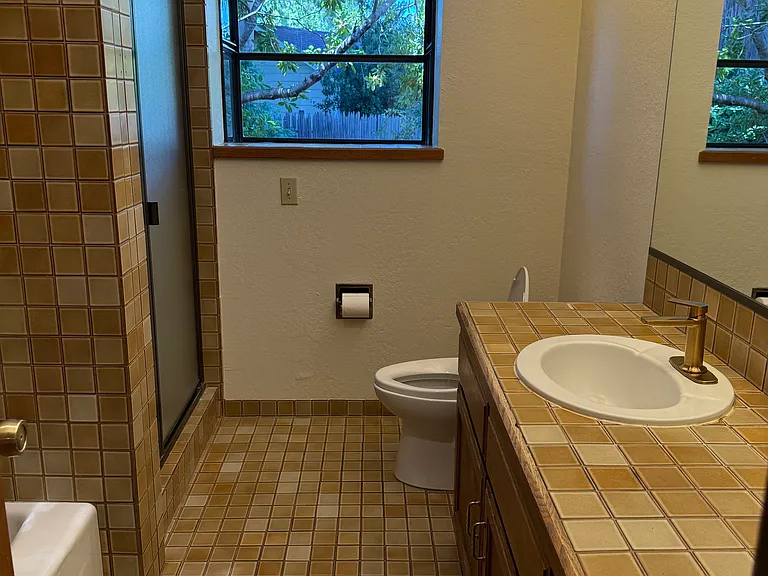 Bathroom with tub and shower.