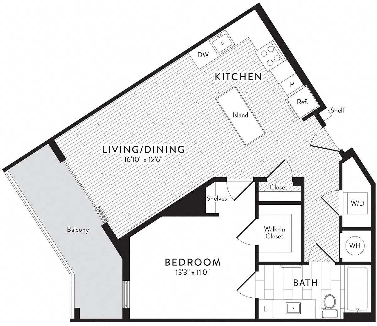 Floor plan A2 - 1 Bed_1 Bath
