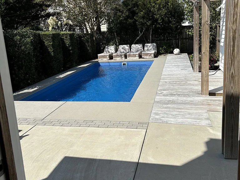 View of pool from back porch