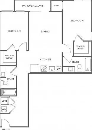 Two Bedroom Two Bath (973 SF) Two Bedroom Two Bath (973 SF)