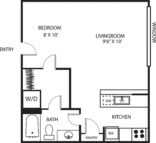 Floor plan Studio No Balcony with W/D