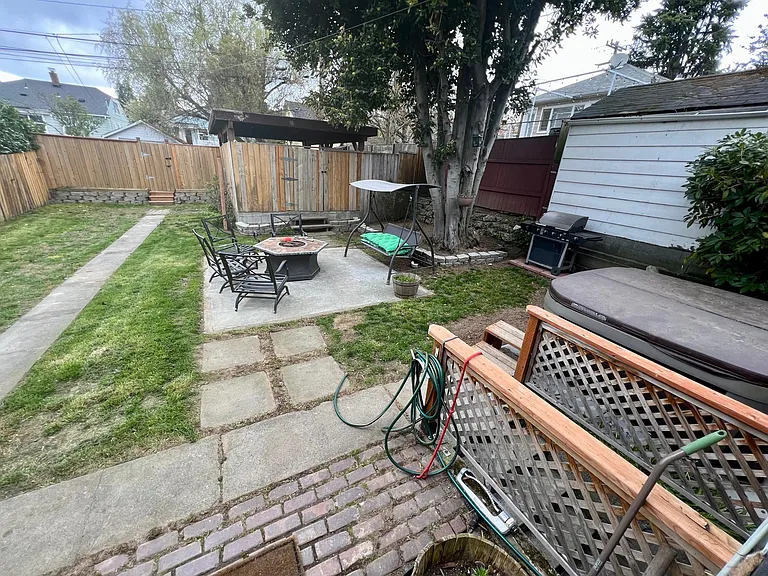 Right backyard (hot tub not staying but wired for it and level if you want to bring your own).