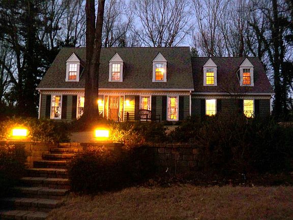 Night view, with new landscaping