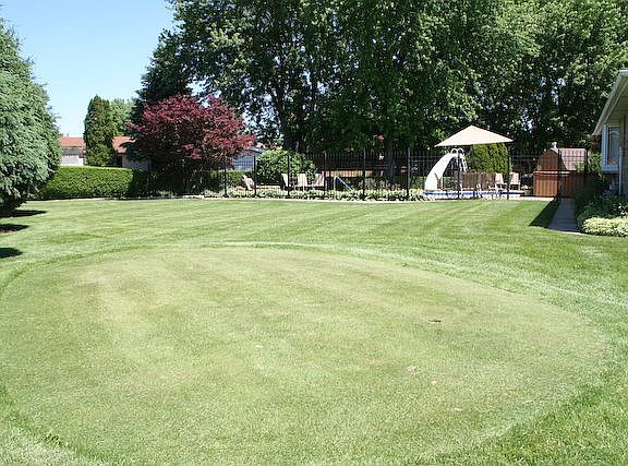 Putting green in side yard