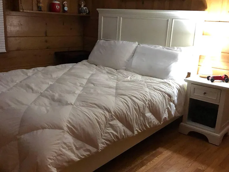 Knotty Pine bedroom with XL closet, queen bed, TV too.
