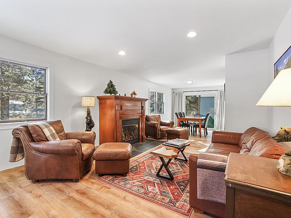 Winter living room with gas insert fireplace