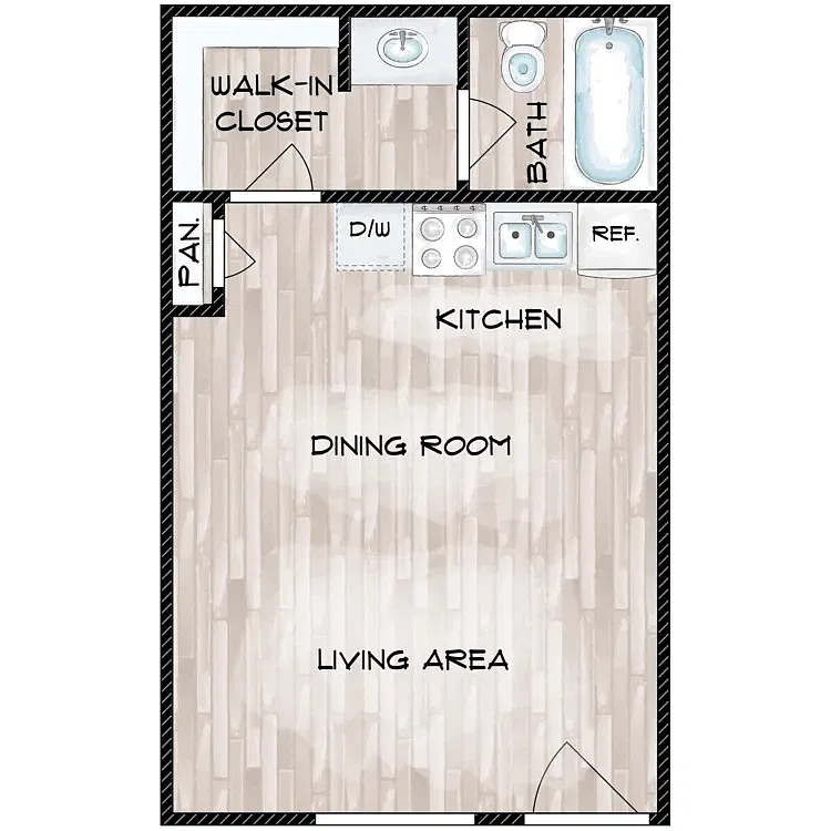 Floor plan El Pueblo - Studio