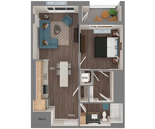 Floor plan A1-684sf-2