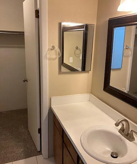 Sink and walk-in closet in master bedroom suite.