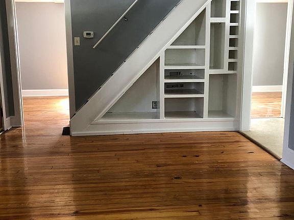 Living room with built-in bookcase