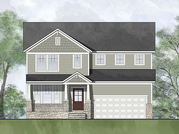 stone, shakes and siding house with front porch