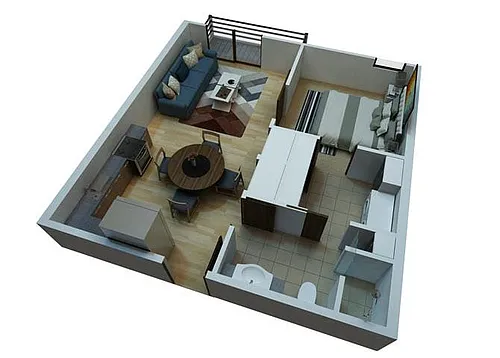 Floor plan 1 Bedroom 1 Bathroom